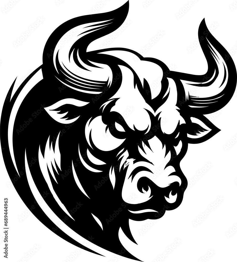 Black head bull mascot isolated graphic design vector. Illustration vector logo. Black head bull mascot isolated graphic design vector. Illustration vector logo.