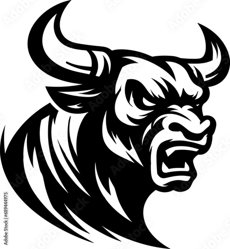 Black head bull mascot isolated graphic design vector. Illustration vector logo.