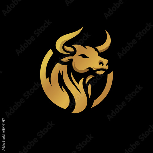 Gold head bull isolated graphic design vector. Illustration vector logo.