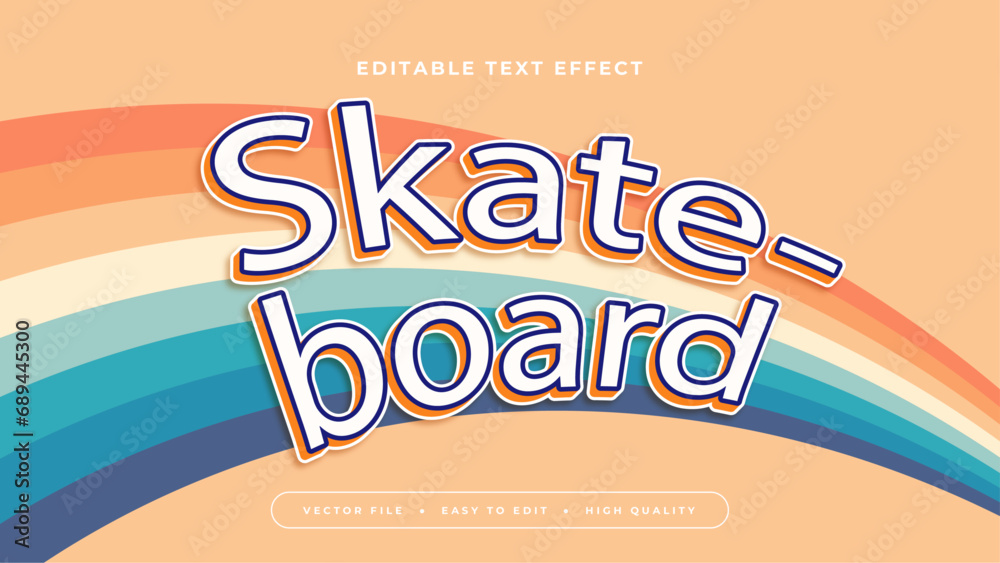 Obraz premium Colorful colourful skateboard 3d editable text effect - font style