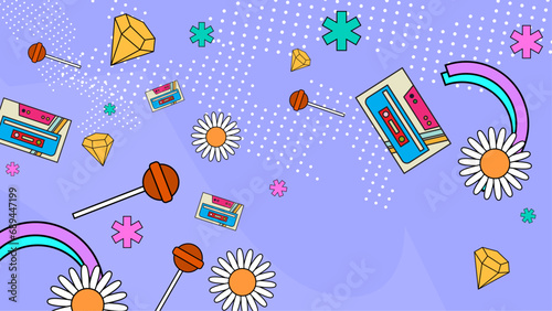 Colorful colourful vector retro nostalgic 90's background. Suit for retro, hippy, trippy, vintage, retro, business, institution, party, festive, old poster, and contemporarytalks.