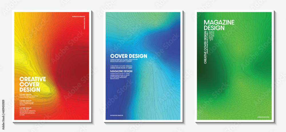 Covers set design with abstract blurred multicolor gradient background. Mosaic pattern. Ideas for magazine covers, brochures and posters. Vector Illustrator EPS.