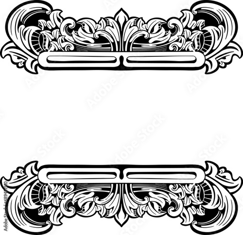 Beautiful baroque style decorative calligraphy floral engraving vector