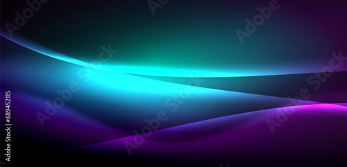 Dynamic waves in ethereal glow of neon lights. Concept merges fluidity of motion with vibrant allure of neon, crafting entrancing backdrop that embodies both vitality and futuristic sophistication