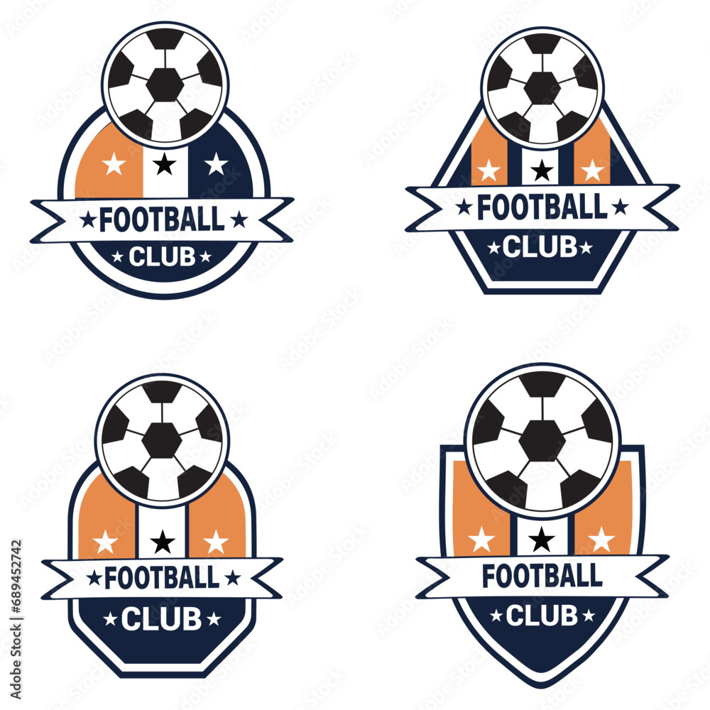 Naklejka premium Creative Football logo design concept template, symbols icons