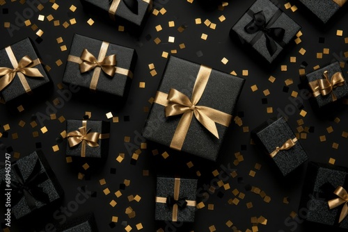 Gift boxes. Sale and Black Friday concept. Background with selective focus and copy space © top images