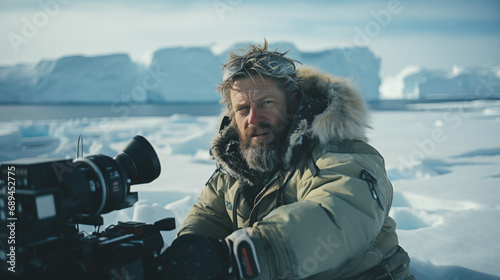 Filmmaker Documenting in Arctic Environment #689452775