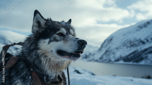 Husky in a Snowy Mountain Landscape © LONG