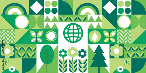 Obraz na plátně Geometric background with an image of abstract nature