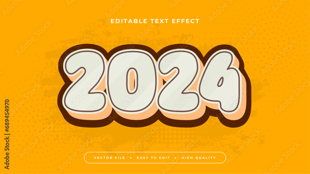 Yellow beige and brown 2024 3d editable text effect - font style
