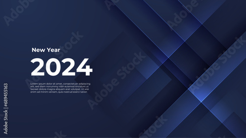 Happy new year 2024 celebration background. vector art and illustration for, landing page, template, ui, web, mobile app, poster, banner, flyer. Blue vector abstract new year 2024 banners shapes