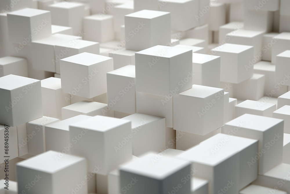 3D of white cubes, smooth surface 3D of white cubes, smooth surface