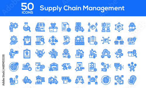 Supply Chain Management Blue color Icon Collection
