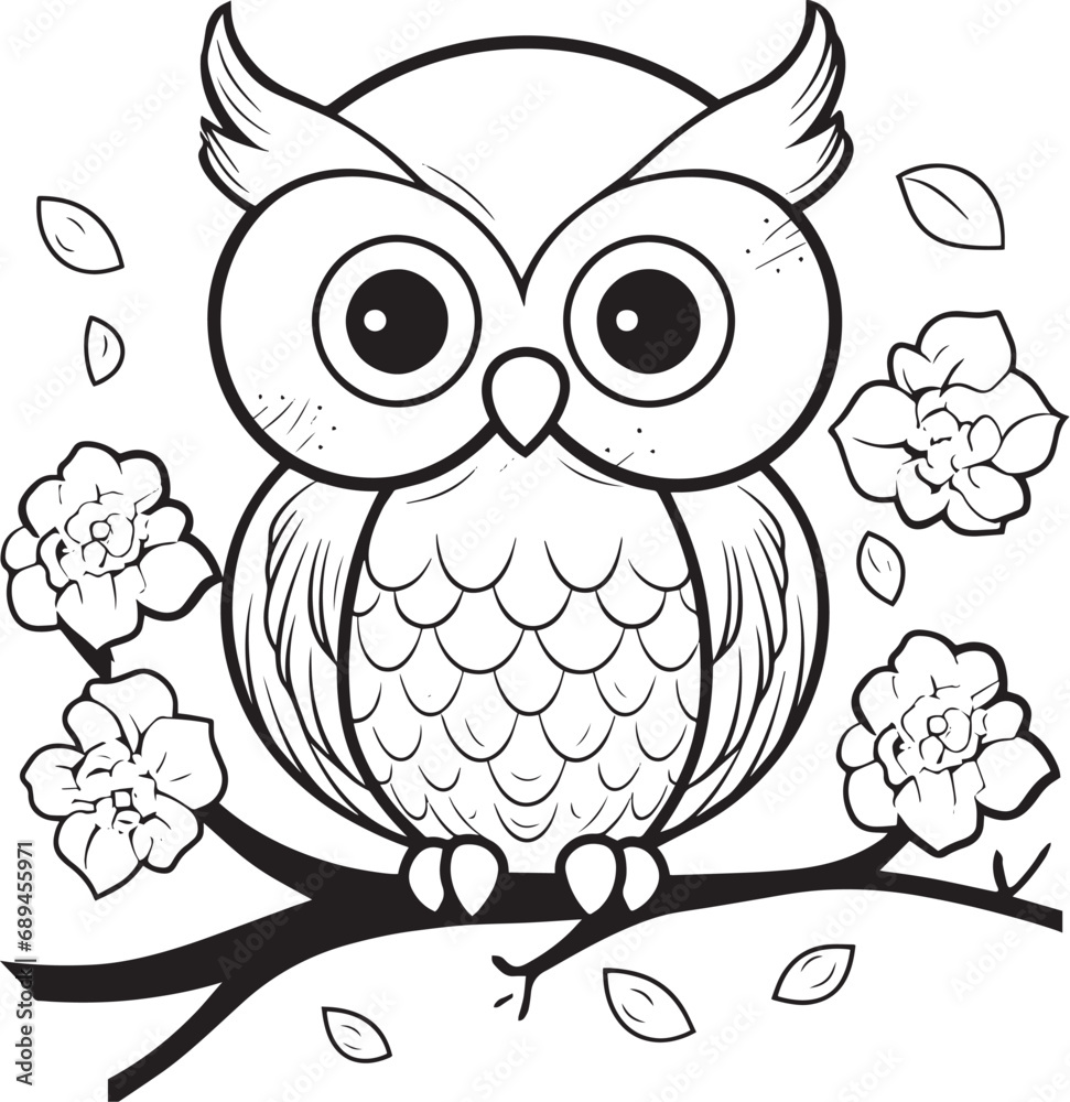 Fototapeta premium owl sitting on branch 