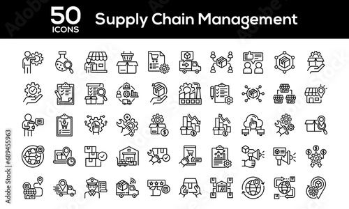 Supply Chain Management Outline Icon Collection