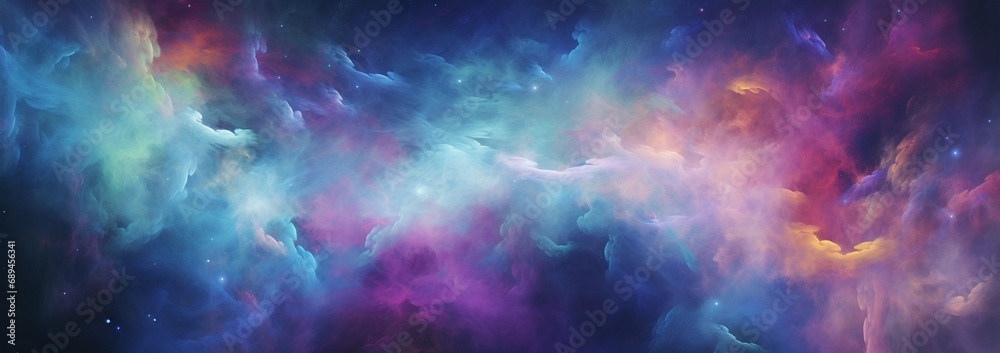 Vivid hues of swirling nebula texture, abstract space background 