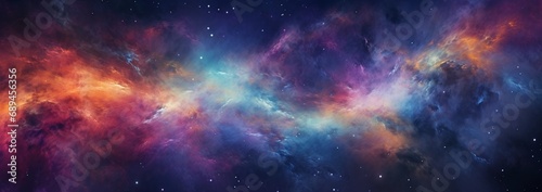 Vivid hues of swirling nebula texture  abstract space background 