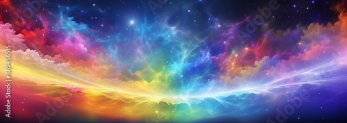 Abstract colorful rainbow colored background with galaxy space theme, Abstract cosmic art photo