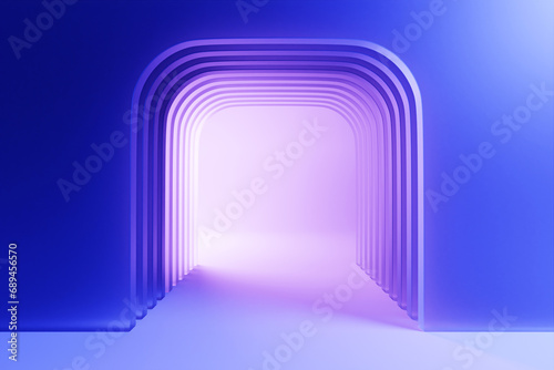 3D rendering. Beautiful geometric arch, gate, portal. Abstract geometric arch.