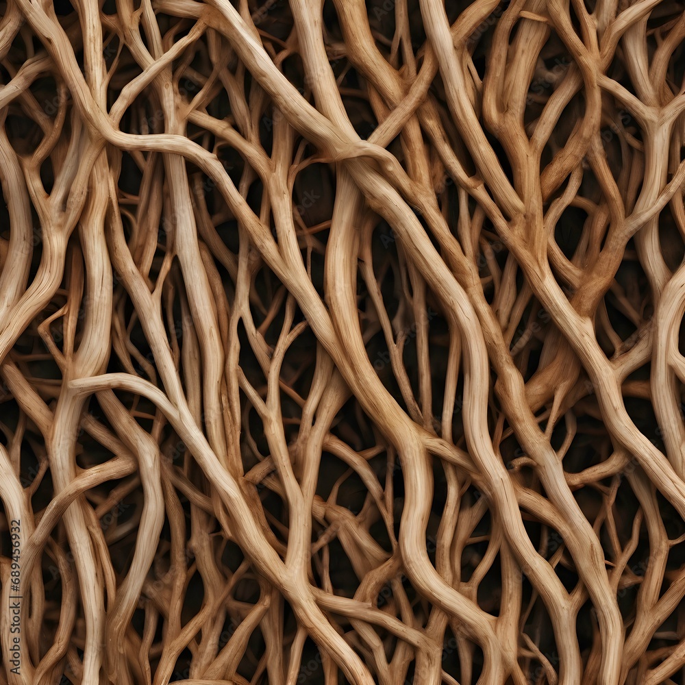 Organic lines in earthy tones, resembling tree branches or roots