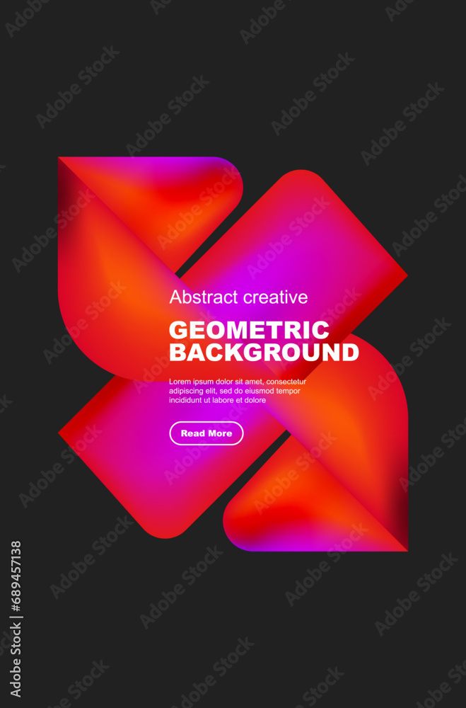 Square and triangle design with fluid gradients, abstract background