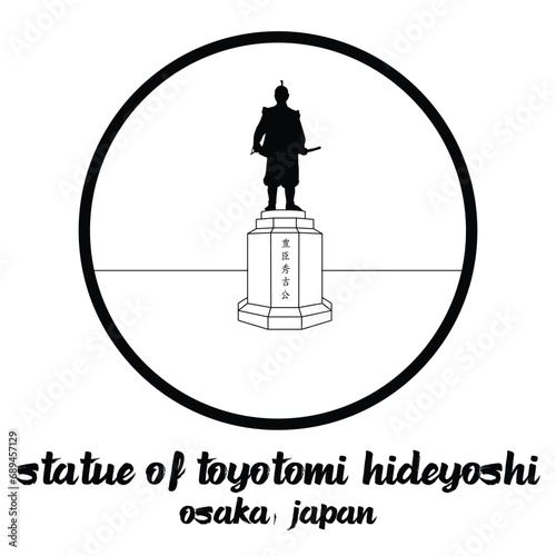 Circle icon line Statue of Toyotomi Hideyoshi. vector illustration photo