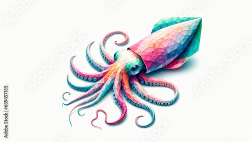 Colorful Polygonal Squid. Type A - Generated by AI