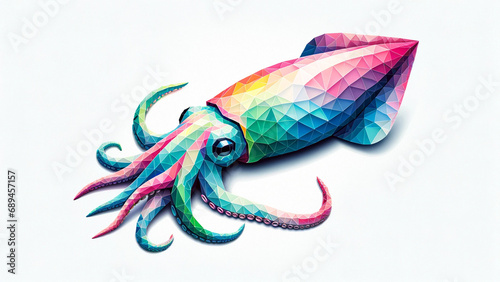Colorful Polygonal Squid. Type C - Generated by AI