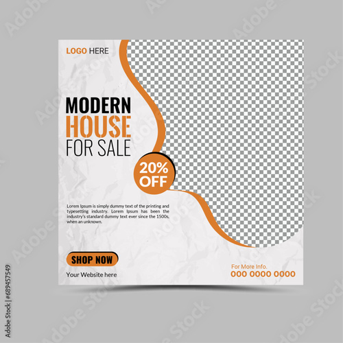 Modern real estate house social media post design template