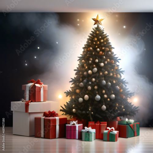 Christmas tree Modern Merry christmas and Happy New Year