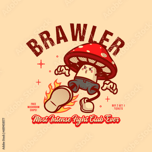 Mushroom MMA Logo Vintage and Retro