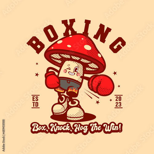 Mushroom Boxing Logo Vintage and Retro