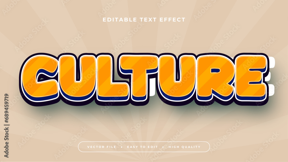 Beige orange and blue culture 3d editable text effect - font style