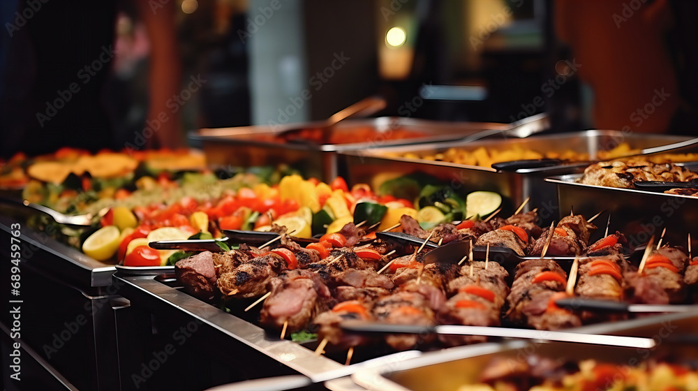 A buffet with food on it, catering