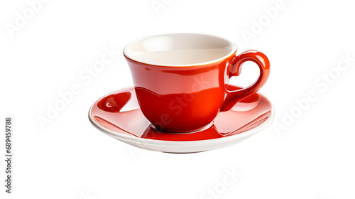 Red coffee cup isolated on transparent PNG background, Generative ai
