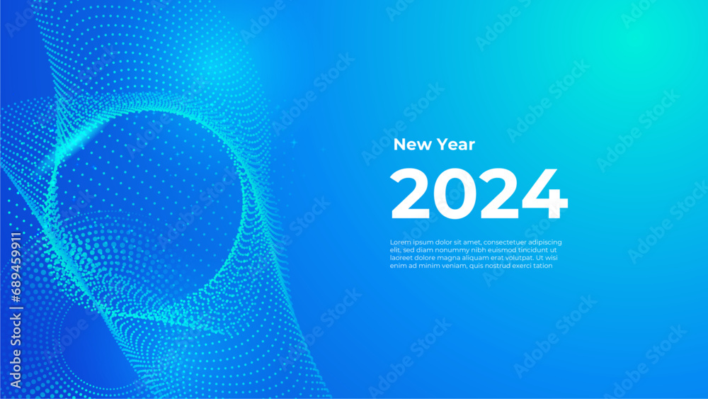 Fototapeta premium Blue vector abstract new year 2024 banners shapes element