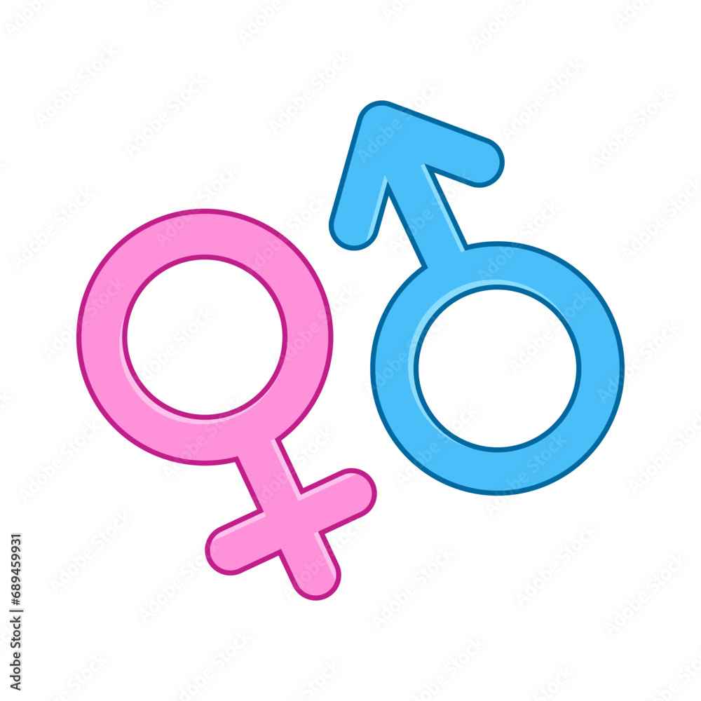 Flat gender female male symbol pink and blue design illustration vector Flat gender female male symbol pink and blue design illustration vector