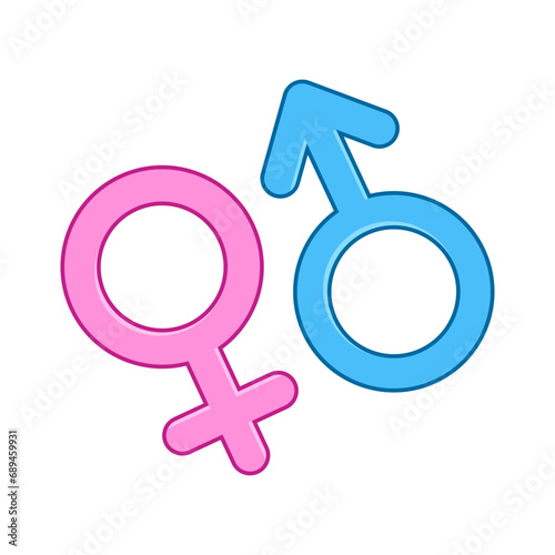 Flat gender female male symbol pink and blue design illustration vector