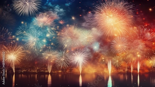 Abstract colored firework background new year celebration 2024 comeliness © Summit Art Creations