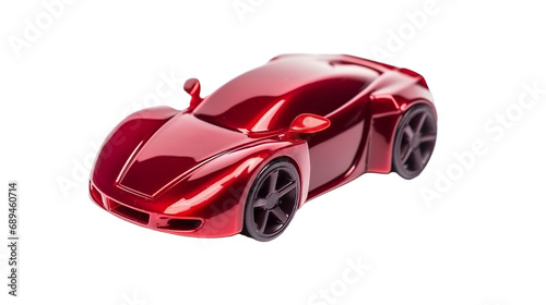 red plastic toy car isolated on transparent PNG background, Generative ai © anita