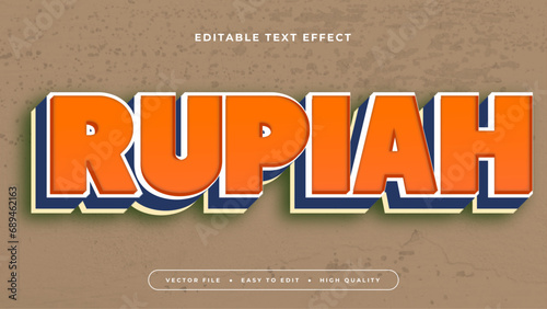 Brown blue and orange rupiah 3d editable text effect - font style photo
