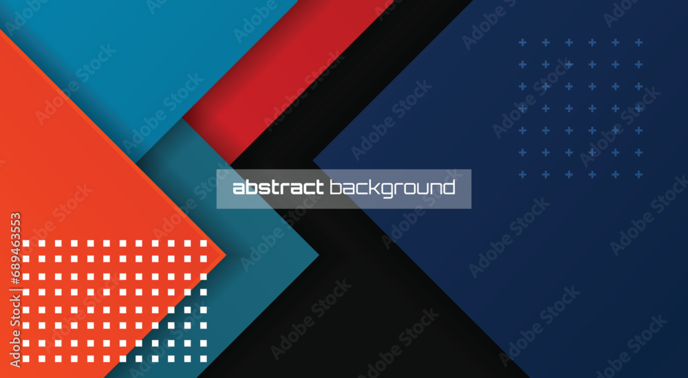 Abstract gradient modern geometric square banner template design in yellow, orange, red, green, white colors on black . For advertising, promotion, social media, blog, cover, header and landing page.