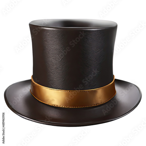 Leather top hat isolated on transparent background