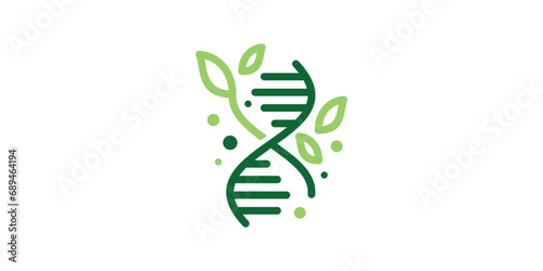 logo combination of illustrations of genetic shapes with leaves, icons, vectors, symbols.