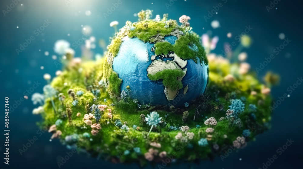 A green world covered in trees and grass