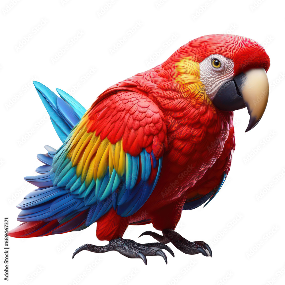 Scarlet macaw bird isolated on transparent background