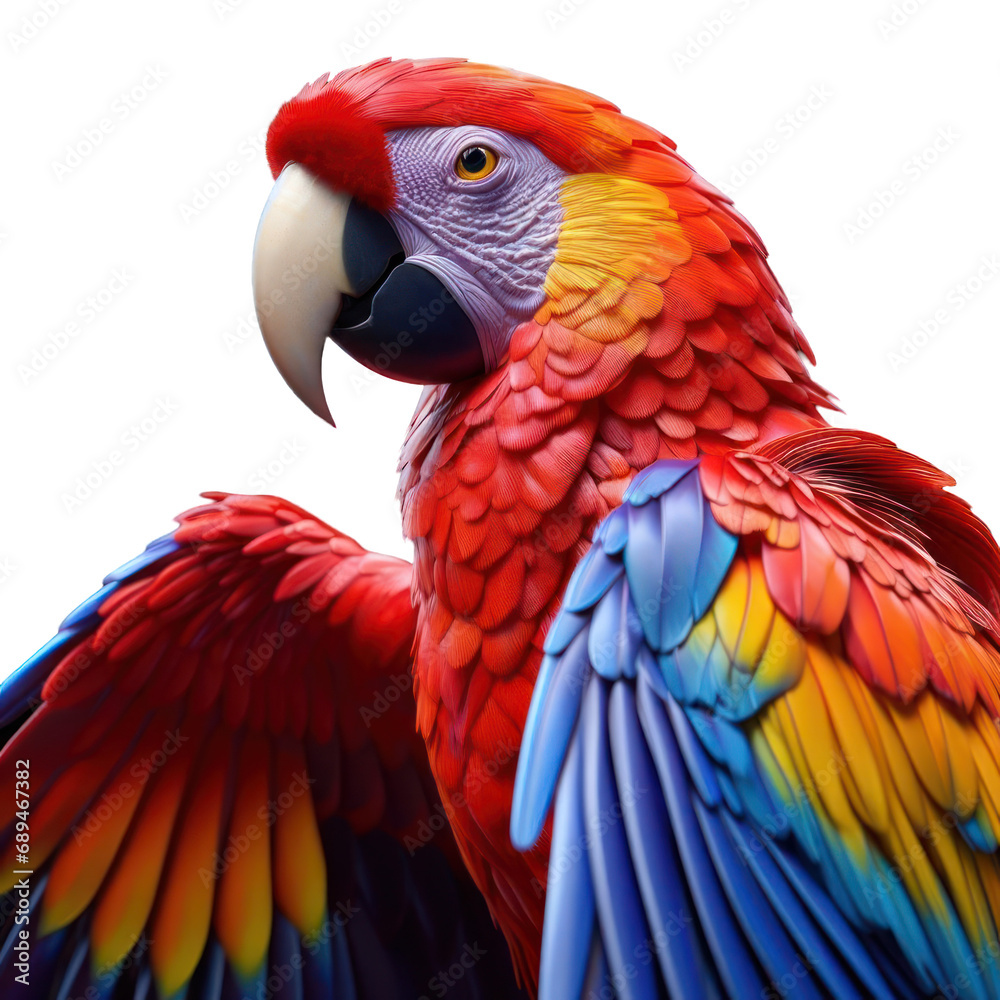 Fototapeta premium Scarlet macaw bird isolated on transparent background
