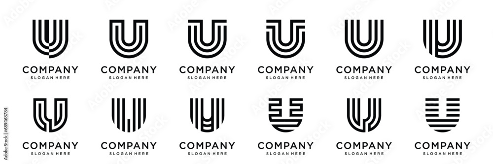 Set of letter U logo. Icon design. Template elements - Collection of vector sign - obrazy, fototapety, plakaty 