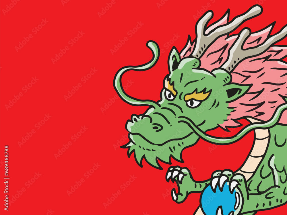 Naklejka premium お正月辰年龍年賀状