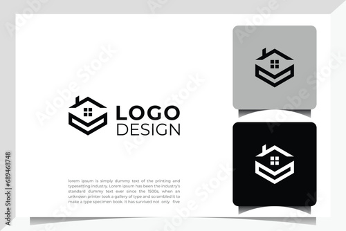 Initial letter V home house logo design. Vector illustration of home shaped for company
